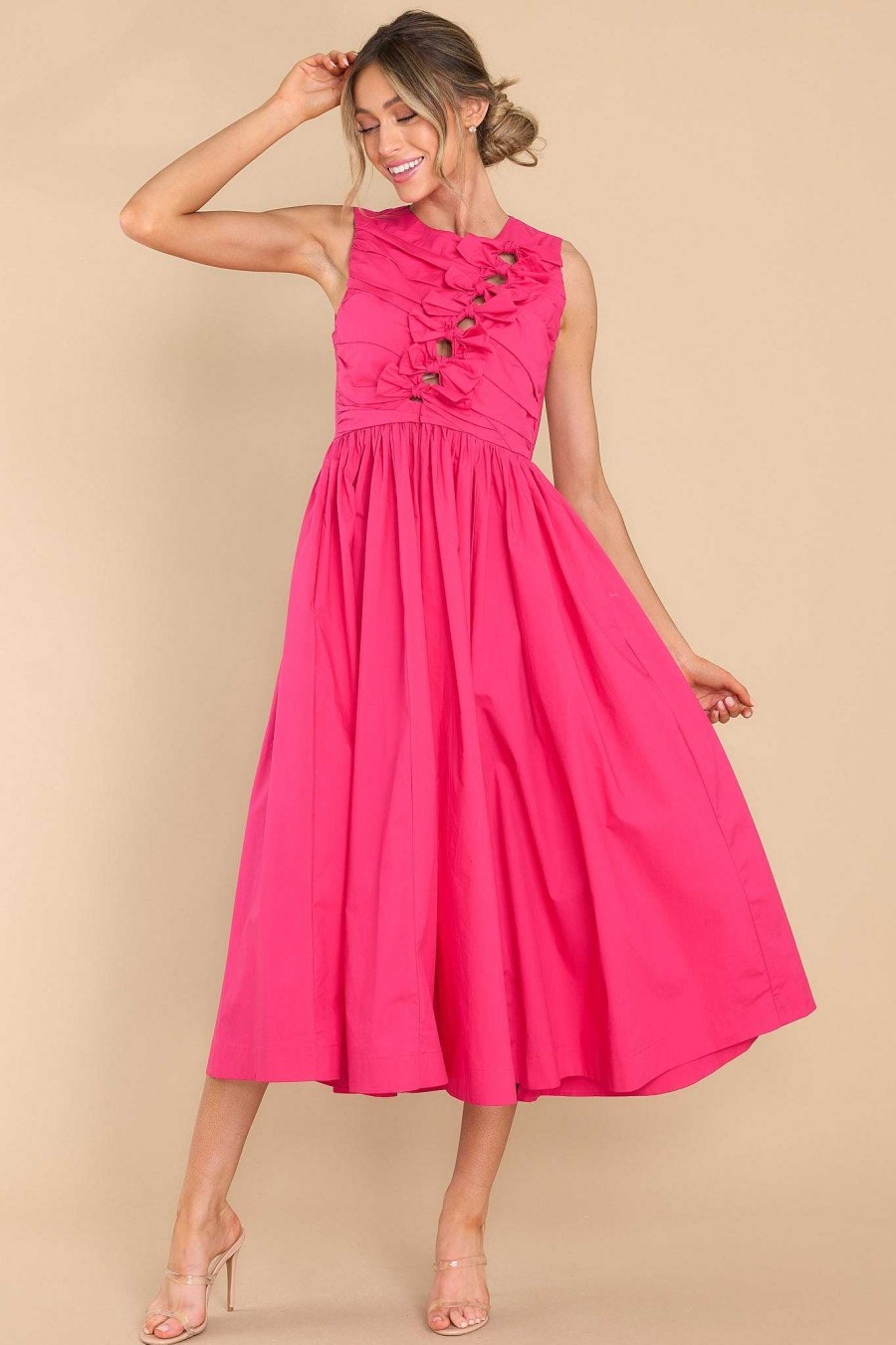 Clothing Red Dress Midi Dresses | Pretty And Perfect Midi Dress Fuchsia