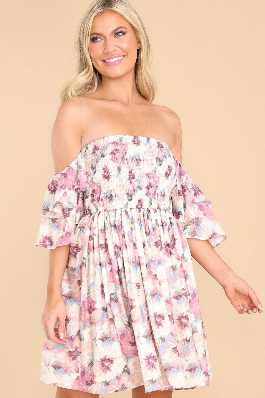 Clothing Red Dress Mini Dresses | Romance In The Air Dress Ivory Floral