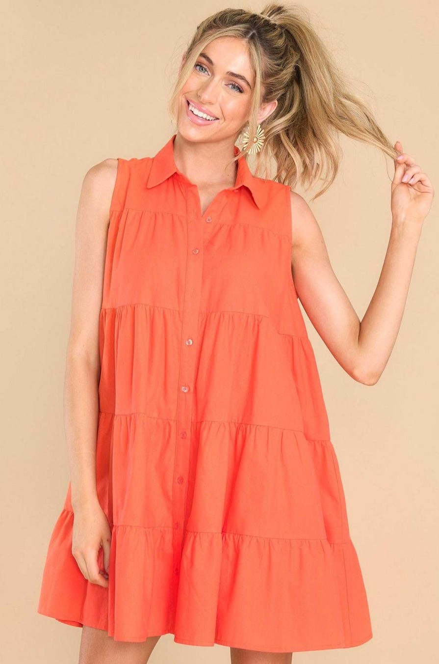 Clothing Aura Mini Dresses | Throw The Dice Spice Dress Orange