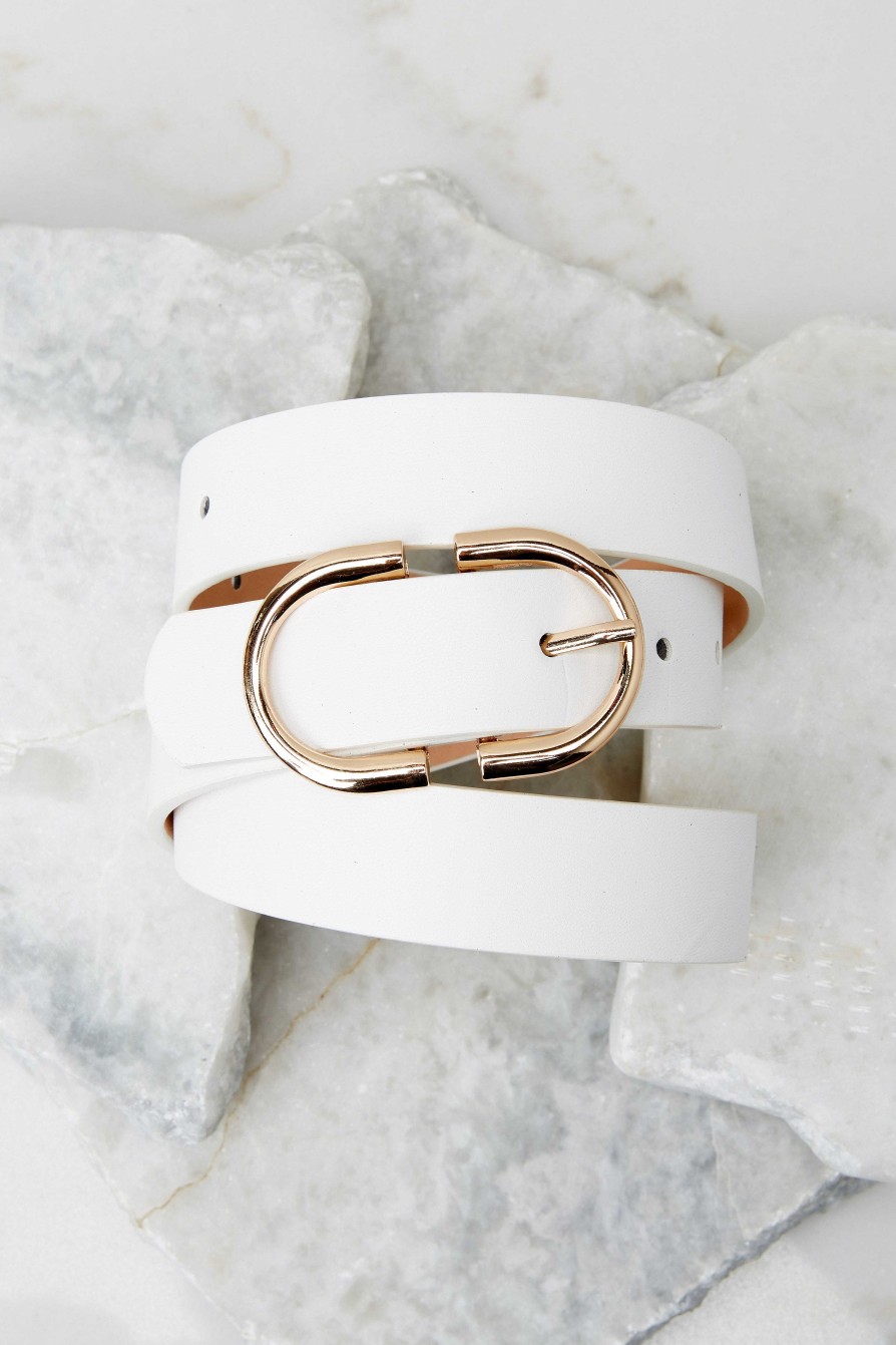 Accessories Red Dress Belts | Split Second Belt White