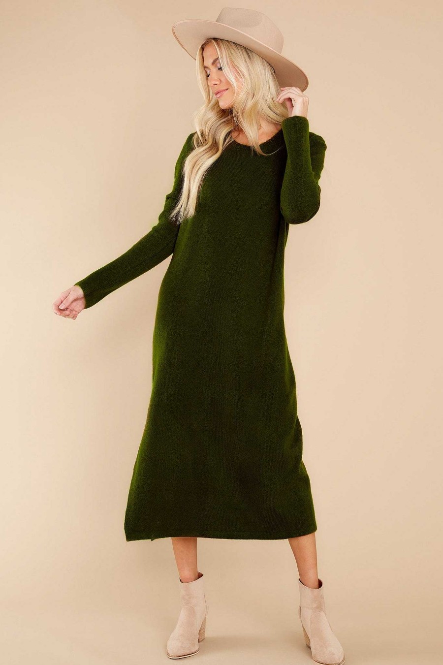 Clothing Red Dress Maxi Dresses | Mountain Retreat Sweater Midi Dress Olive