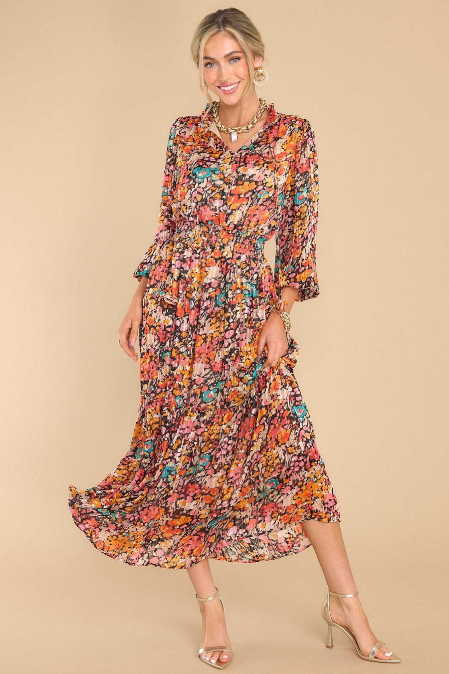 Clothing Red Dress Maxi Dresses | Be Prepared Multi Print Maxi Dress Black