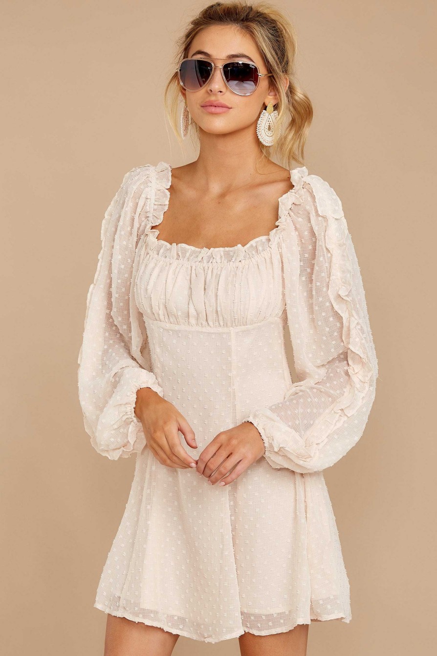 Clothing Red Dress Mini Dresses | Isn'T She Charming Sand Beige Dress White