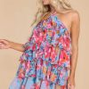 Clothing Red Dress Mini Dresses | Serenity By The Sea Floral Dress Blue