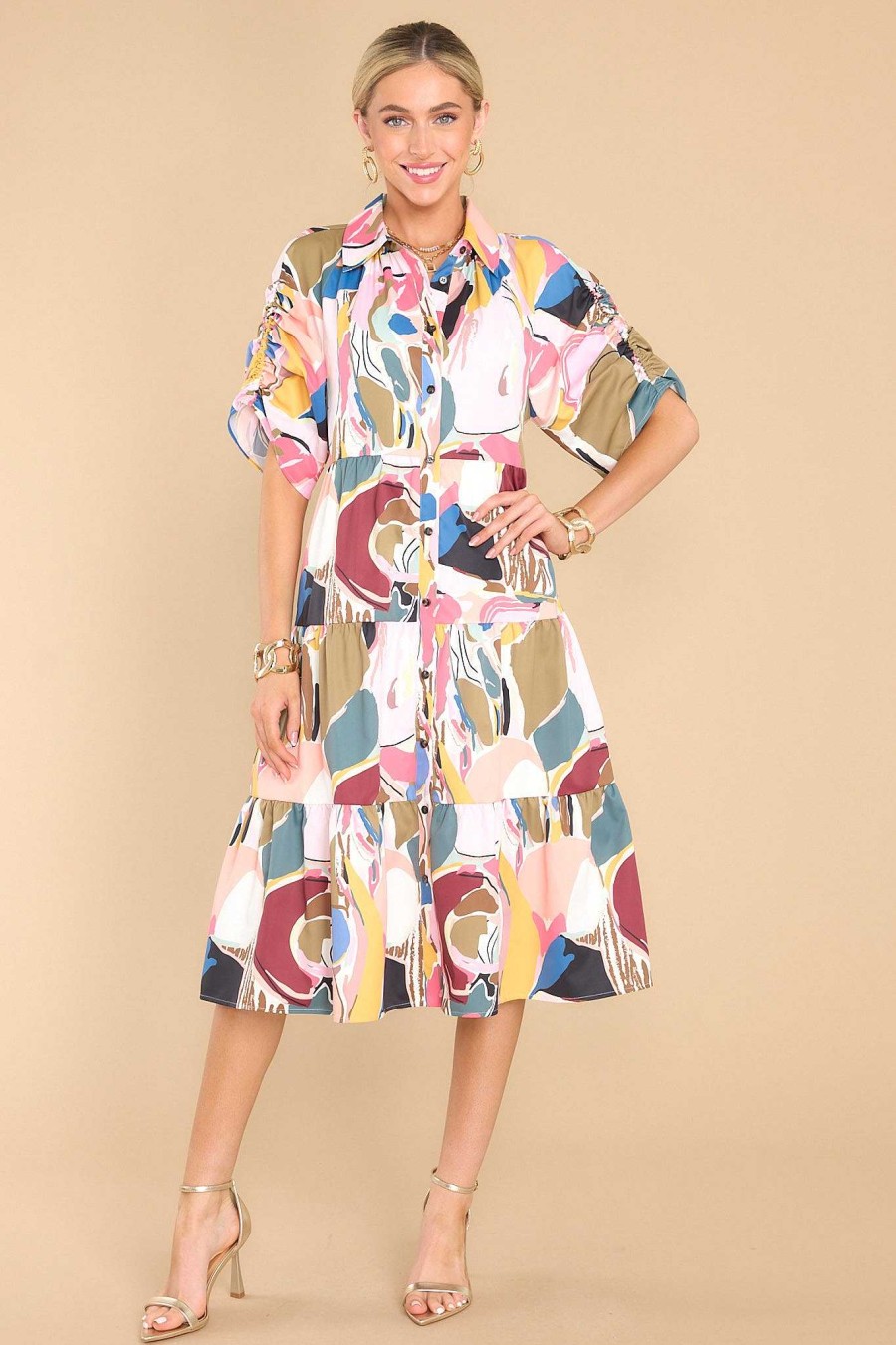 Clothing Crosby by Mollie Burch Midi Dresses | Whit Abstract Expression Dress Print
