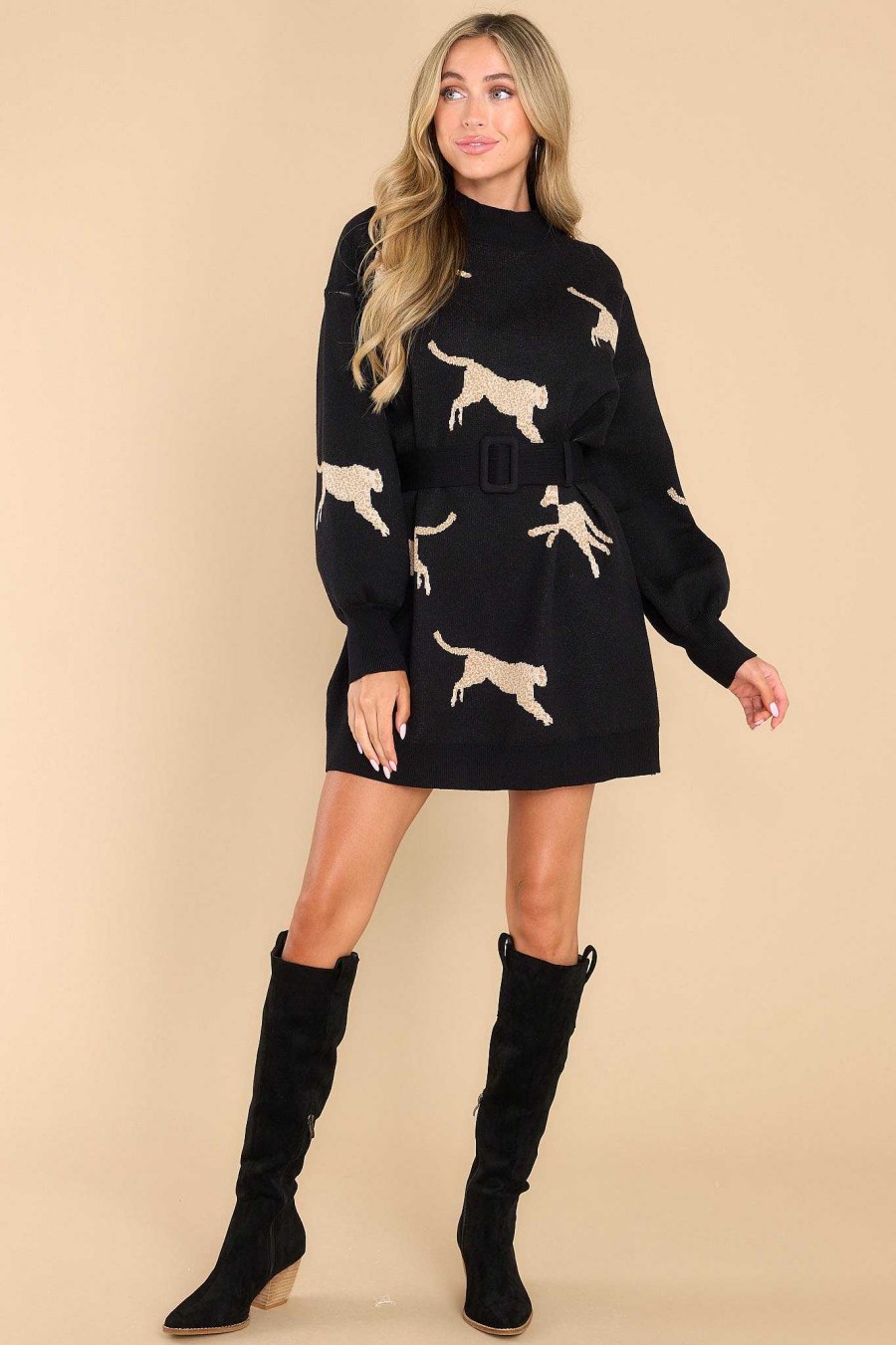 Clothing Red Dress Mini Dresses | Oh So Bold Sweater Dress Black