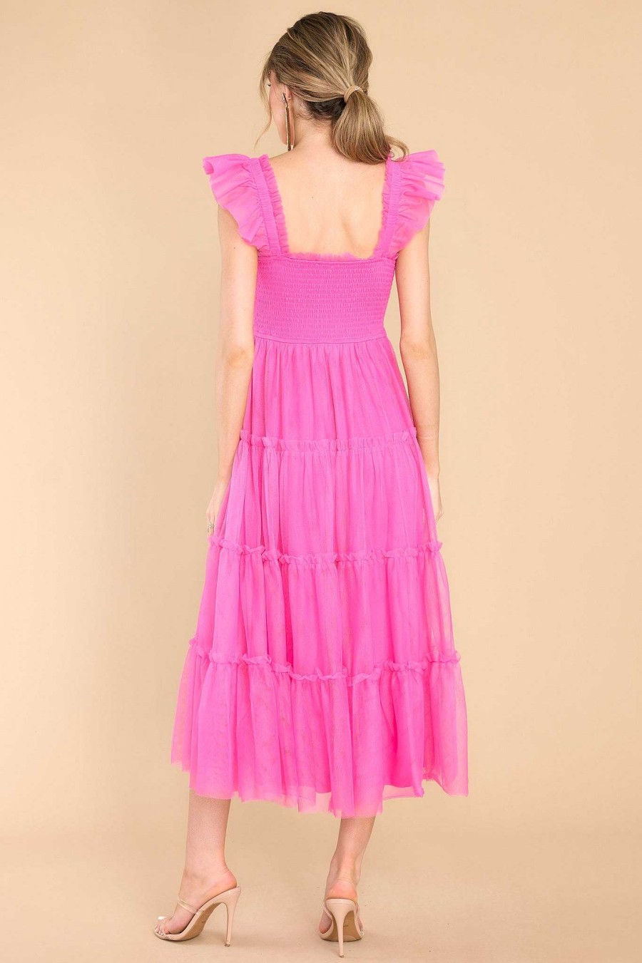 Clothing Red Dress Midi Dresses | With You Forever Midi Dress Pink