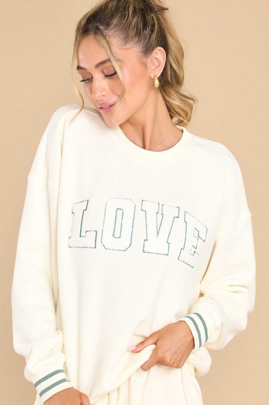 Clothing Z Supply Casual Tops | Baseline Love Sweatshirt Sandstone
