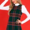 Clothing Aura Mini Dresses | Sentimental Feeling Plaid Dress Green