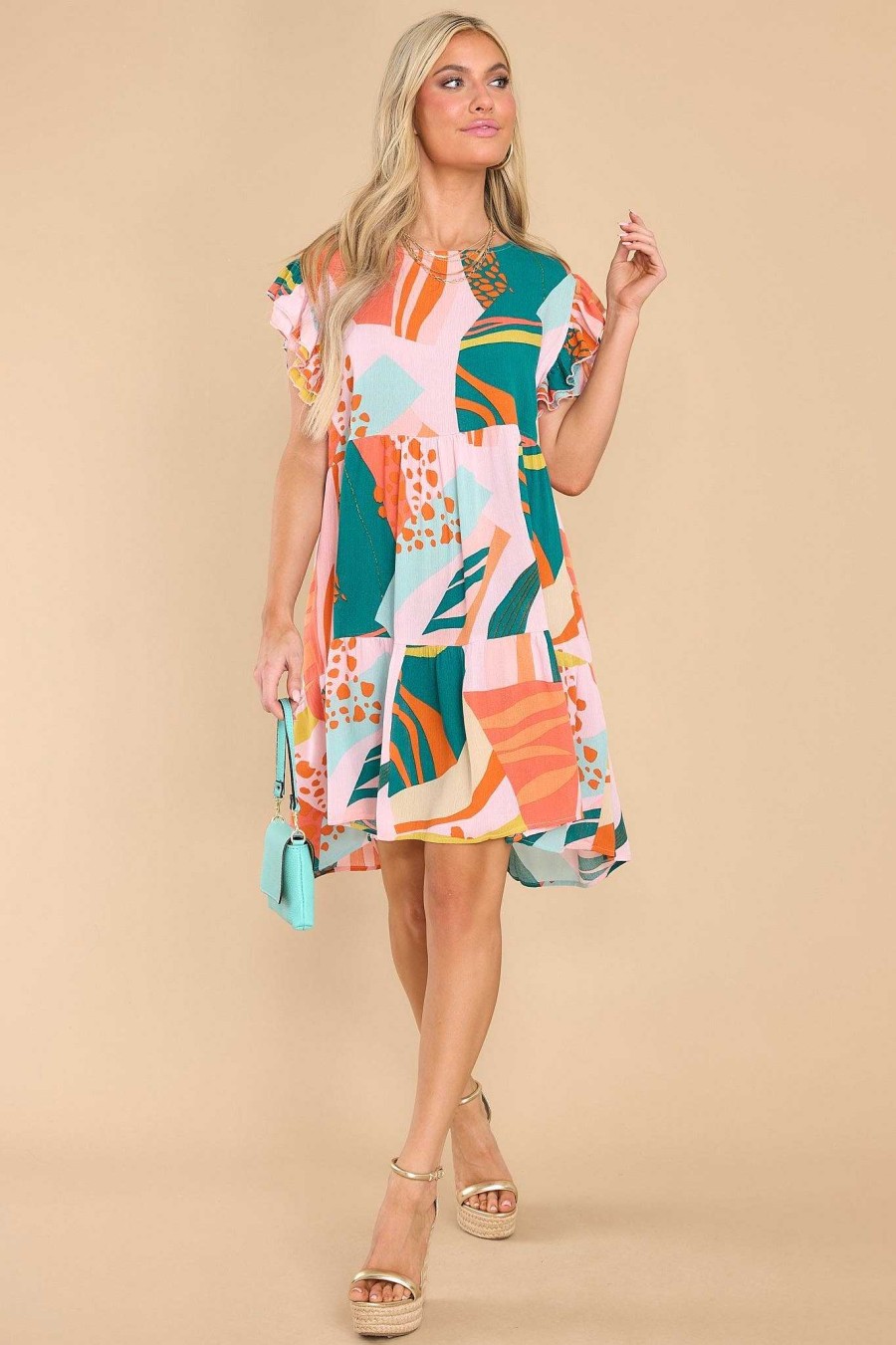 Clothing Red Dress Mini Dresses | Tell Me Anyway Print Dress Teal