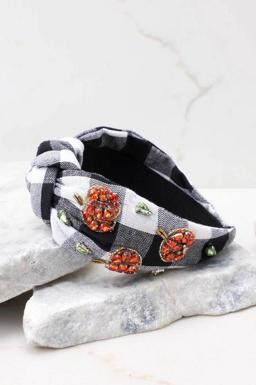 Accessories Red Dress Hair Accessories | Carving Time Plaid Headband Black