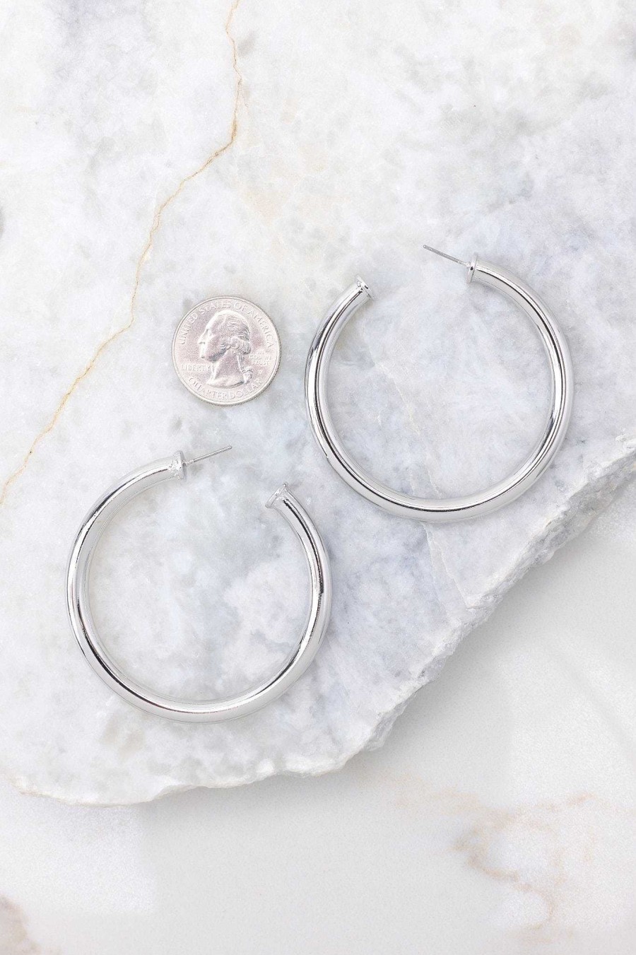 Jewelry Red Dress | Make A Comeback Hoop Earrings Silver