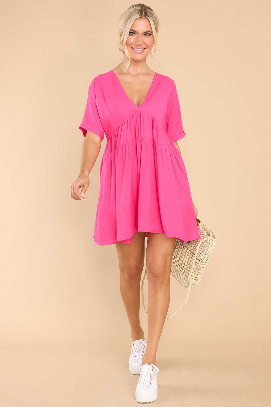 Clothing Red Dress Mini Dresses | Another Day With You Dress Hot Pink