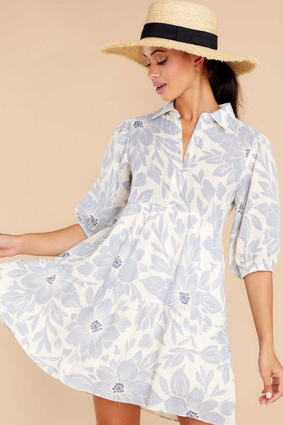 Clothing Red Dress Mini Dresses | What The Heart Wants Floral Print Dress Ivory