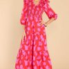 Clothing Red Dress Midi Dresses | Things Change Floral Midi Dress Red