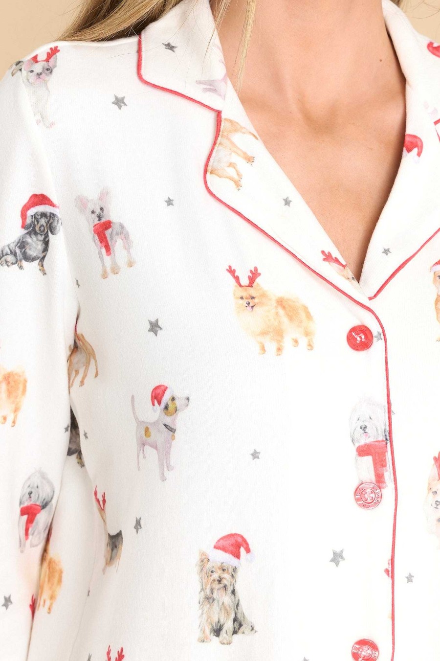 Clothing PJ Salvage Casual Tops | Stars & Paws Pj Top Ivory
