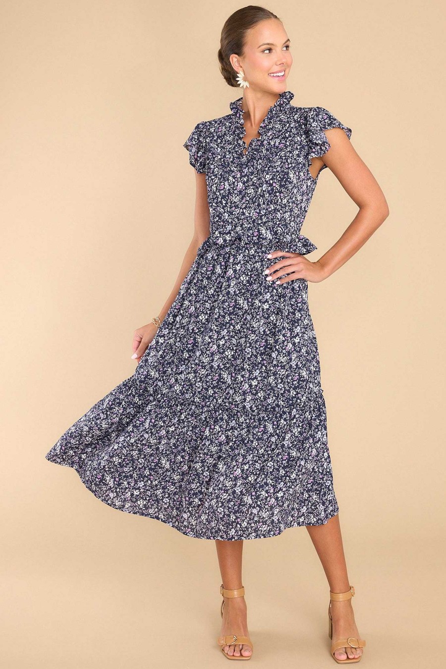 Clothing Red Dress Midi Dresses | Anything You Want Floral Dress Navy