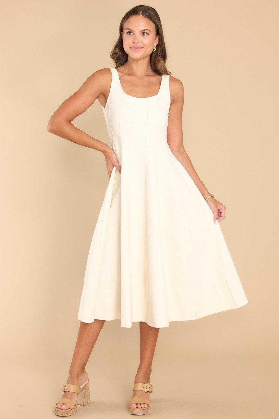 Clothing Red Dress Midi Dresses | Nice To See You Midi Dress Ivory
