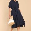 Clothing Red Dress Midi Dresses | Find Your Bliss Midi Dress Navy