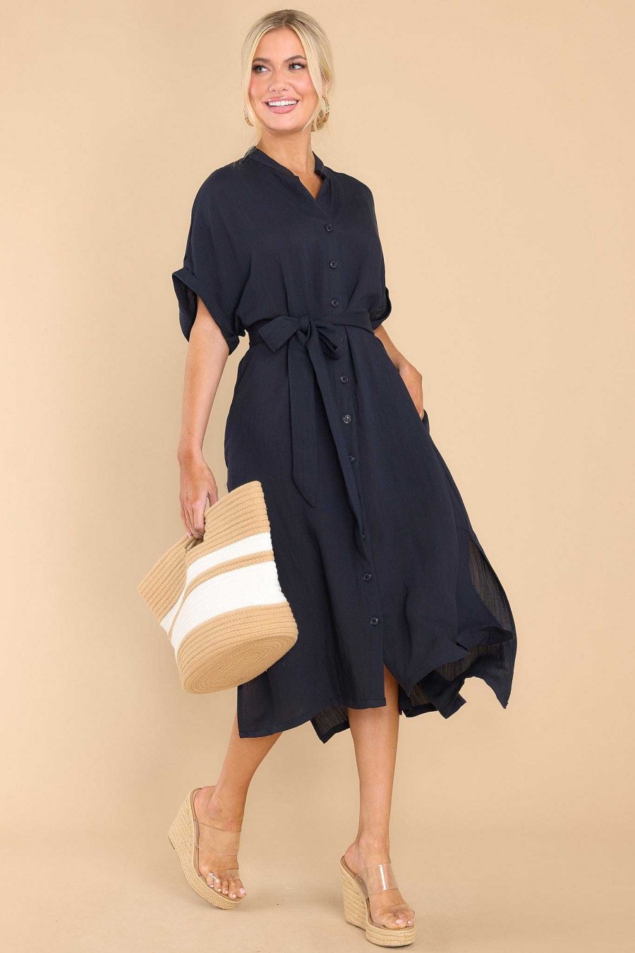 Clothing Red Dress Midi Dresses | Find Your Bliss Midi Dress Navy