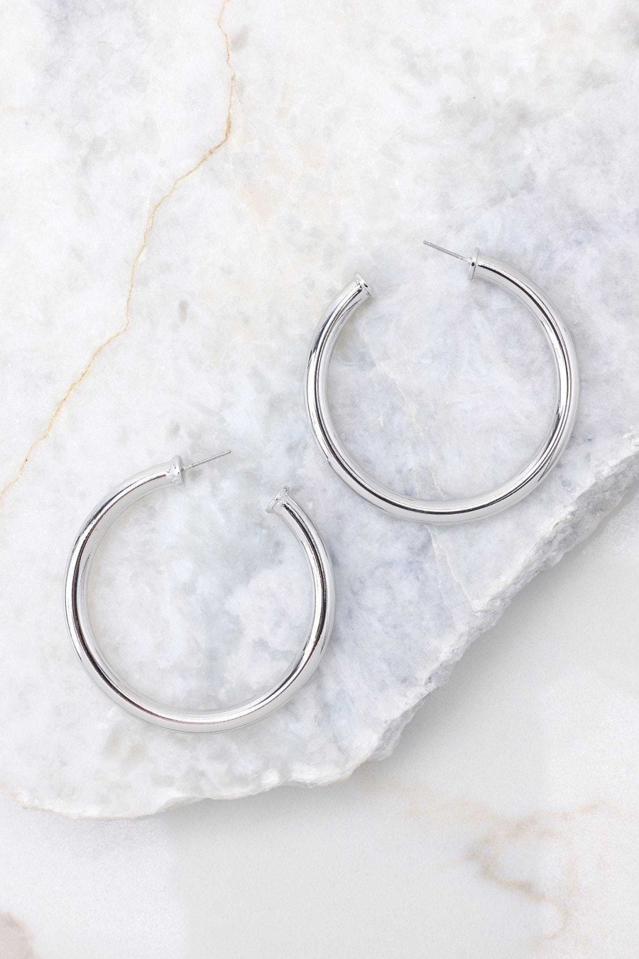 Jewelry Red Dress | Make A Comeback Hoop Earrings Silver