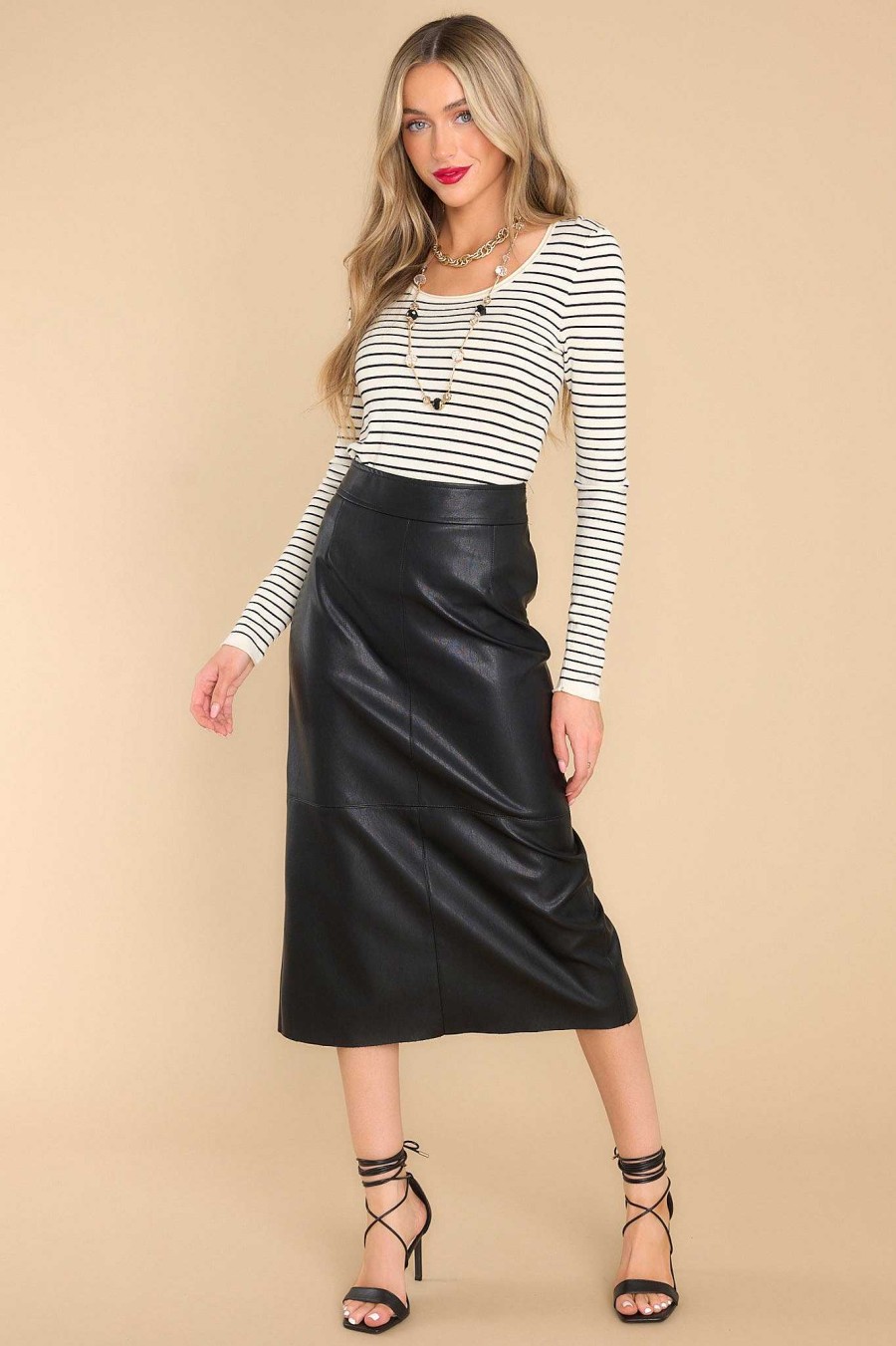 Clothing Red Dress Casual Tops | Mixed Signals Long Sleeve Top Black Stripe