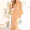 Clothing Aura Maxi Dresses | Chasing Dreams Velvet Maxi Dress Champagne