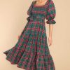 Clothing Aura Midi Dresses | All Is Calm Green Plaid Maxi Dress Hunter Green