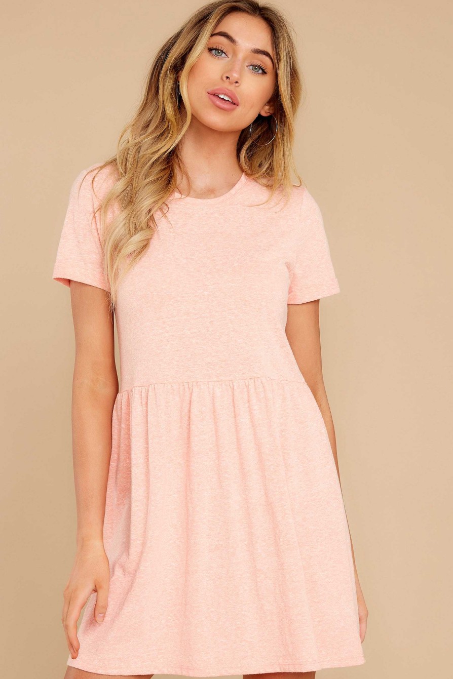 Clothing Z Supply Mini Dresses | Lucia Triblend Dress Coral Almond