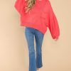 Clothing Red Dress Casual Tops | Fun Days Ahead Sweater Tomato Red