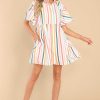 Clothing Aura Mini Dresses | In The Clouds Multi Stripe Dress Desert Sage
