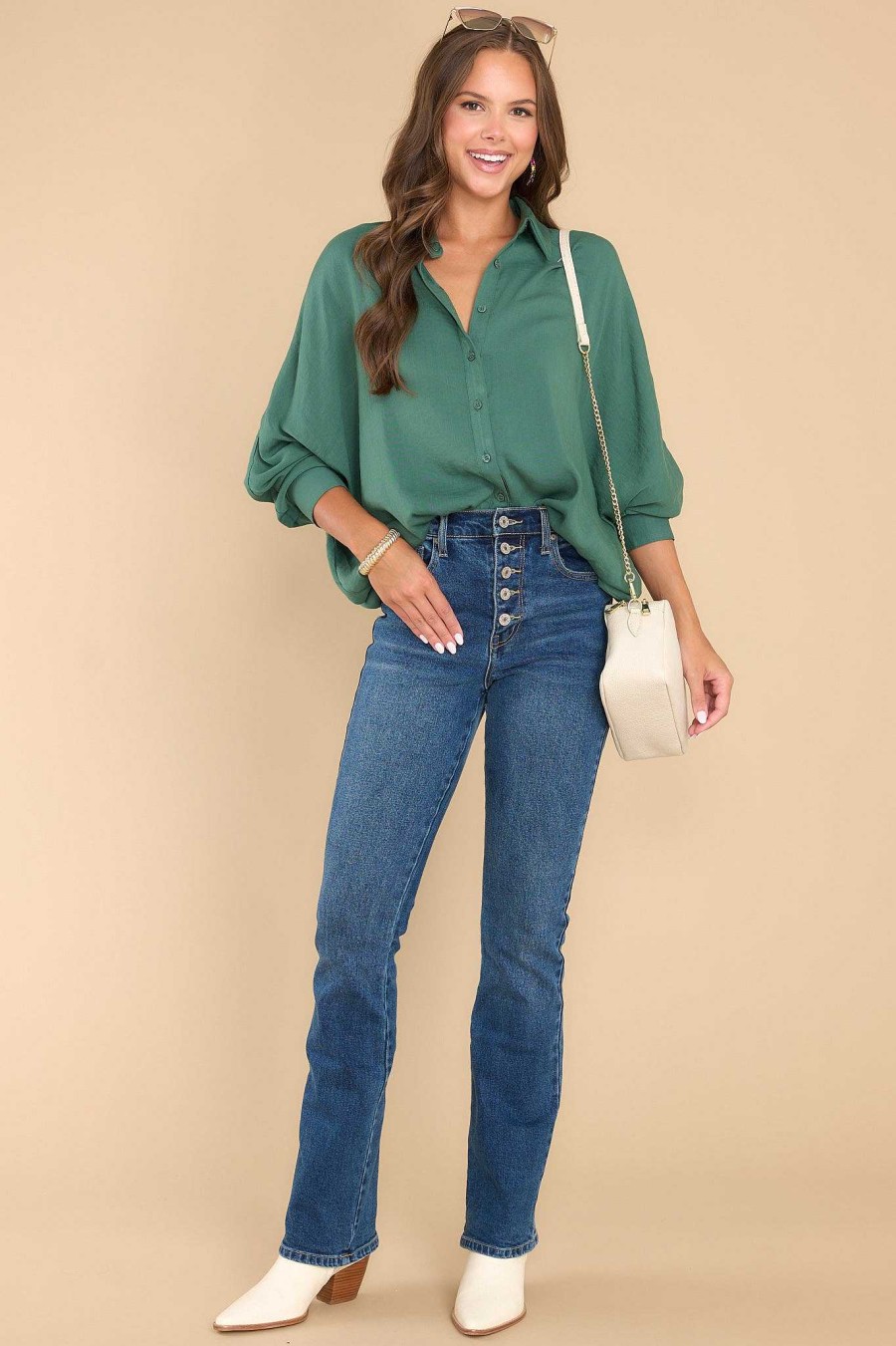 Clothing Red Dress Casual Tops | Off To Work Pine Top Green