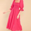 Clothing Aura Midi Dresses | Enjoy The View Lipstick Midi Dress Hot Pink