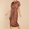 Clothing Red Dress Midi Dresses | Elegant Edge Midi Dress Mocha