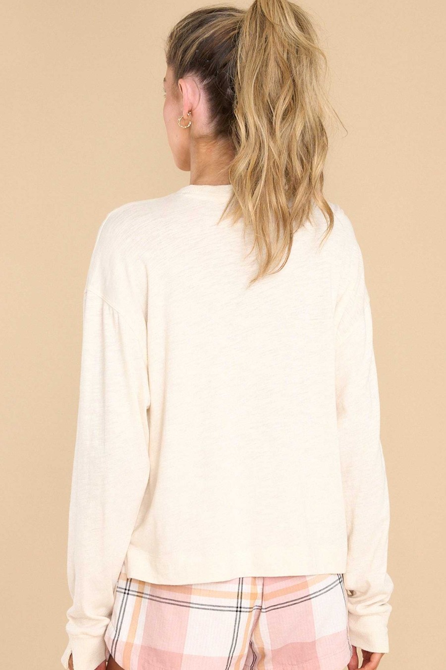Clothing Z Supply Casual Tops | Chill Whiskey Long Sleeve Tee Natural