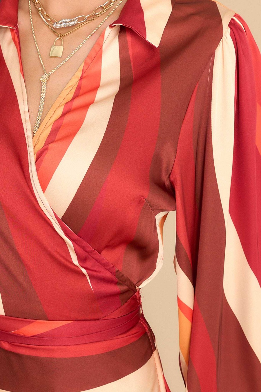 Clothing Red Dress Midi Dresses | Elegant Edits Multi Midi Dress Copper