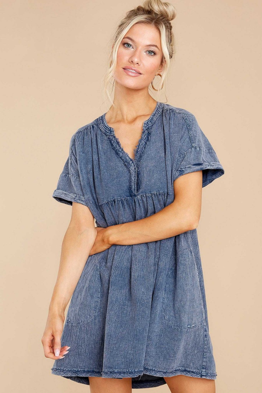 Clothing Red Dress Mini Dresses | Natural Ambition Dress Denim Blue