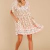 Clothing Red Dress Mini Dresses | The First One Blush Multi Print Dress Orange