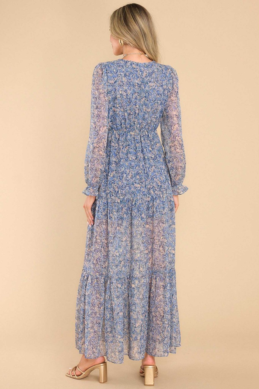 Clothing Meet Me In Santorini Maxi Dresses | Tula Floral Print Maxi Dress Blue
