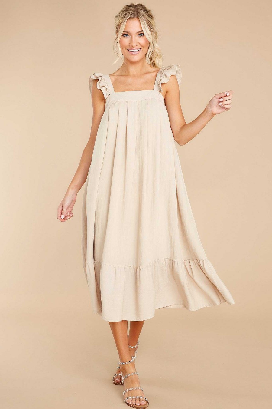 Clothing Red Dress Midi Dresses | So You Hear Midi Dress Light Taupe