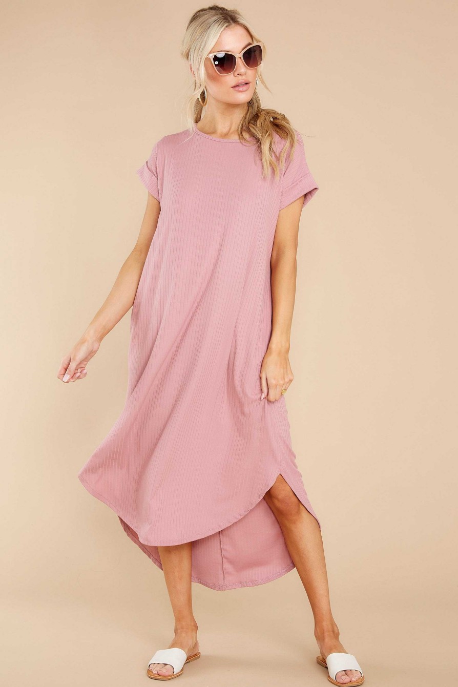 Clothing Red Dress Midi Dresses | Come Away With Me Midi Dress Mauve Blush