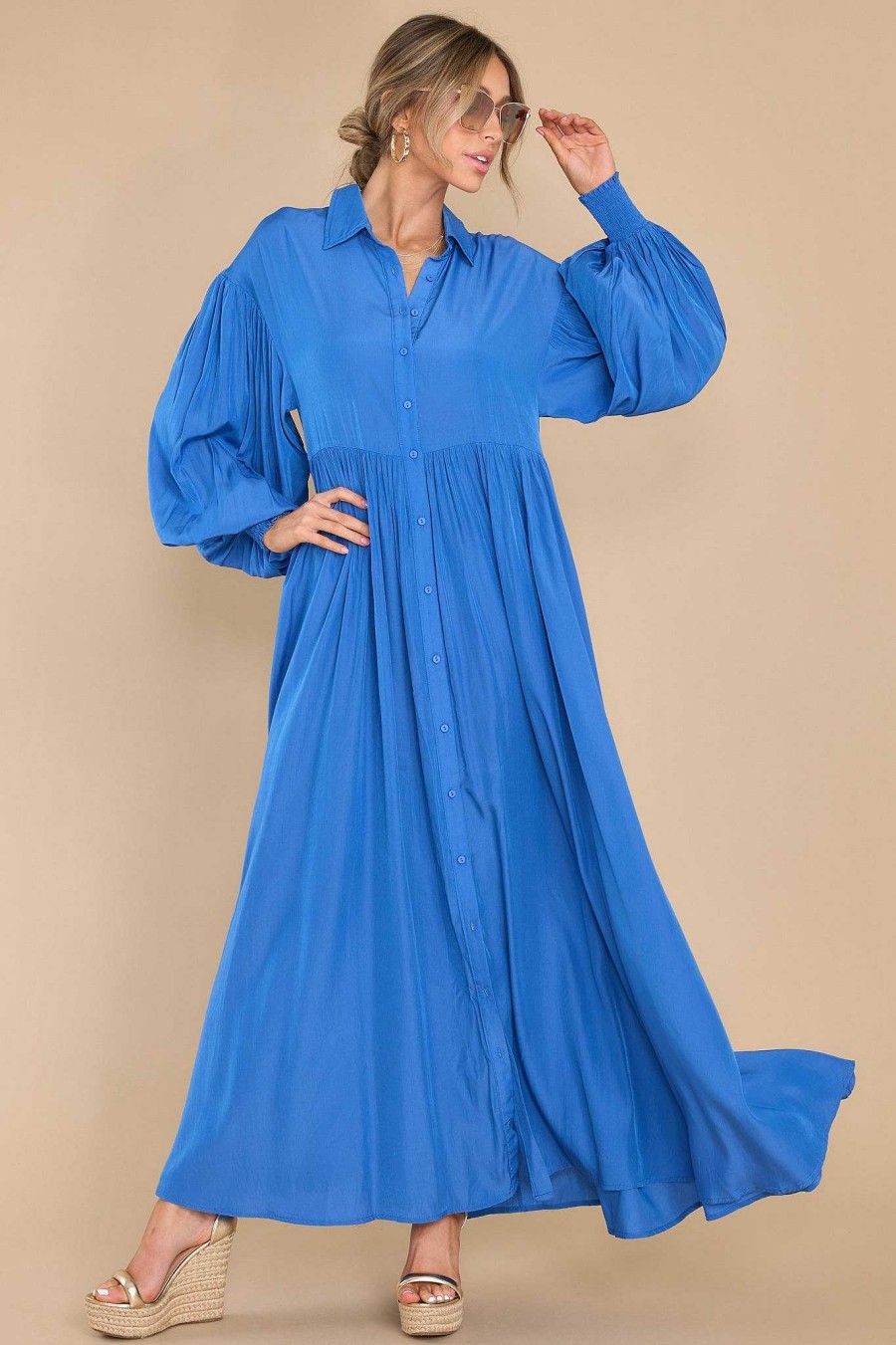 Clothing Palms Away Maxi Dresses | Run Towards Love Maxi Dress Blue
