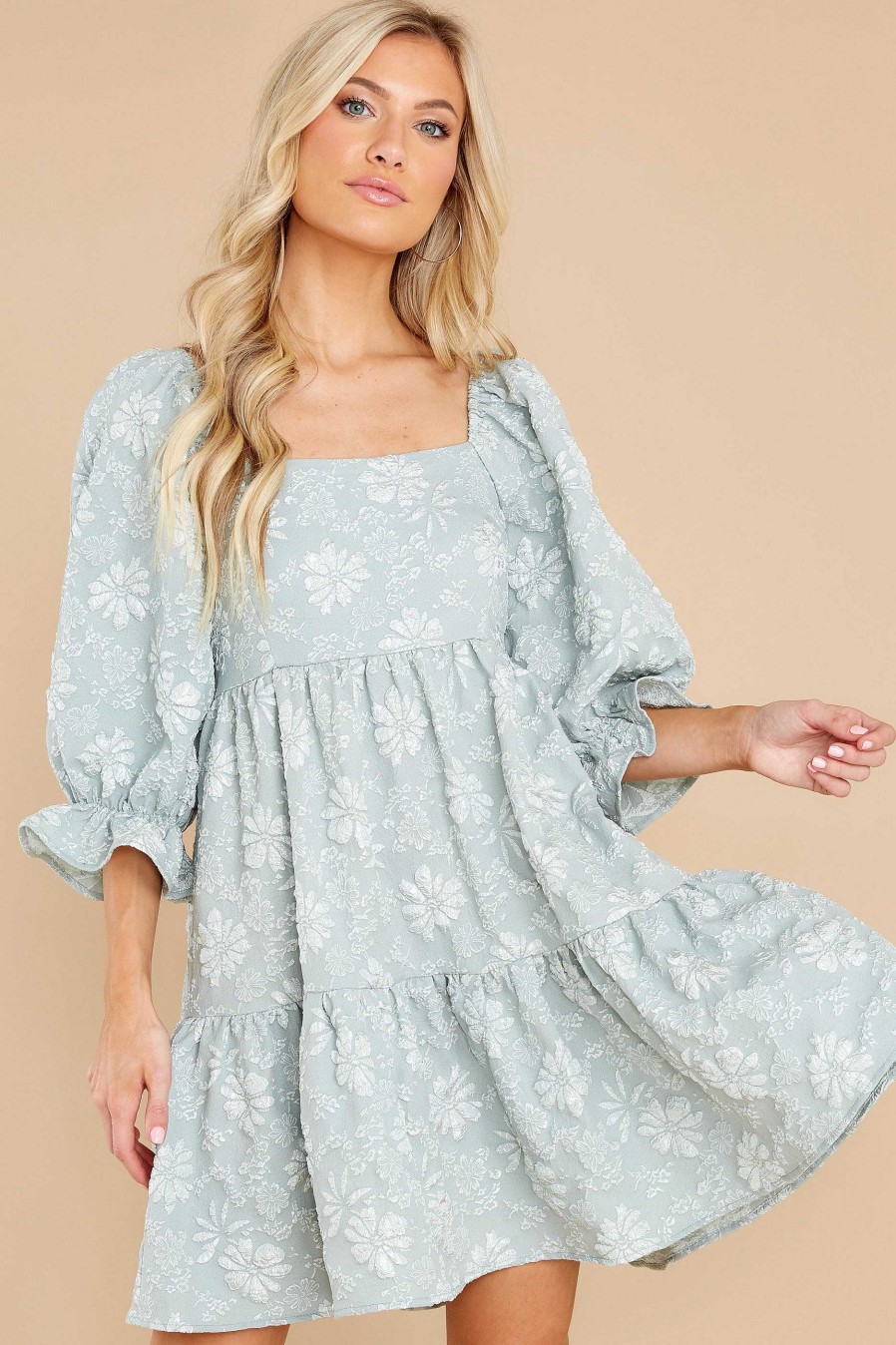 Clothing Red Dress Mini Dresses | Little Daisy Floral Print Dress Sage