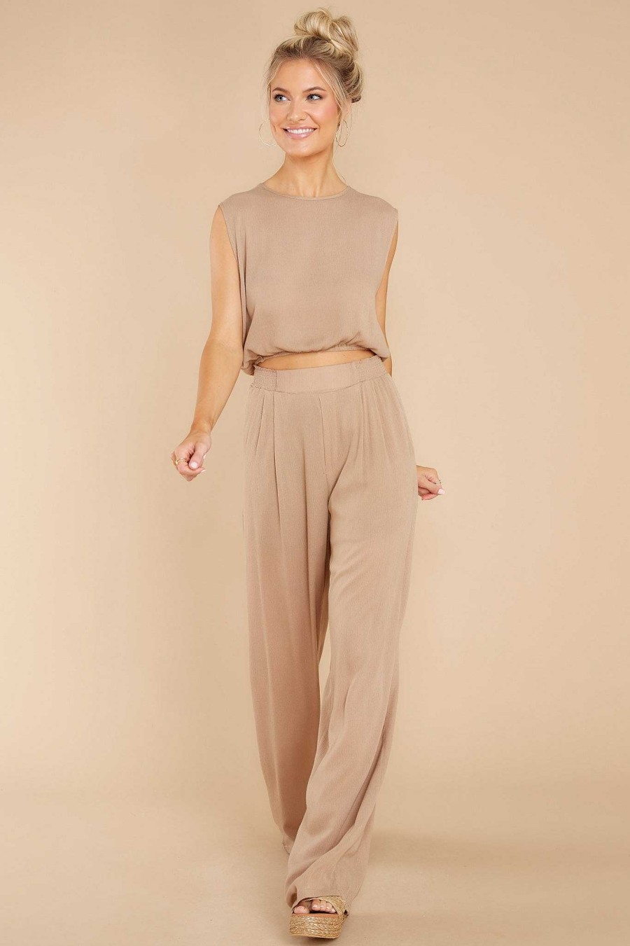 Clothing Red Dress Two Piece Sets | On The Boardwalk Light Tan Two Piece Set Taupe