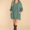 Clothing Red Dress Mini Dresses | So Blissful Gauze Dress Forest Green