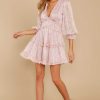 Clothing Aura Mini Dresses | Make It A Date Night Pale Pink Print Dress Palepink Print
