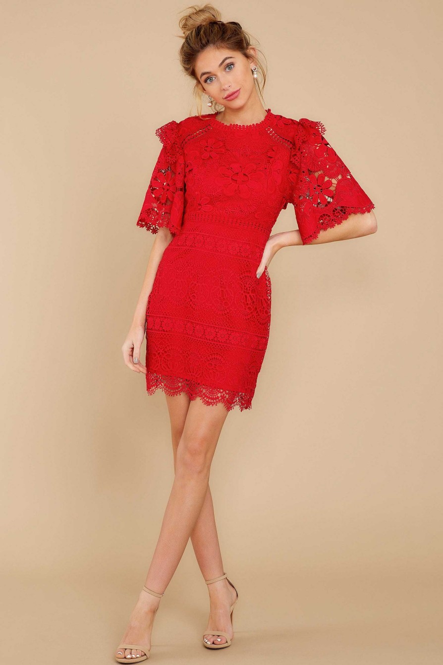 Clothing Red Dress Mini Dresses | Heart Of Mine Lace Dress Red