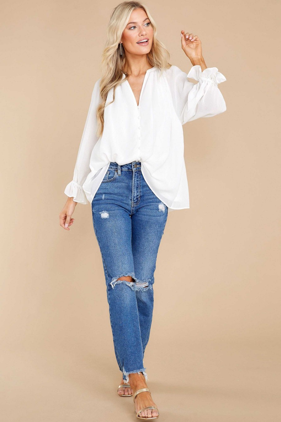 Clothing Red Dress Blouses & Shirts | Half Past Five Top White