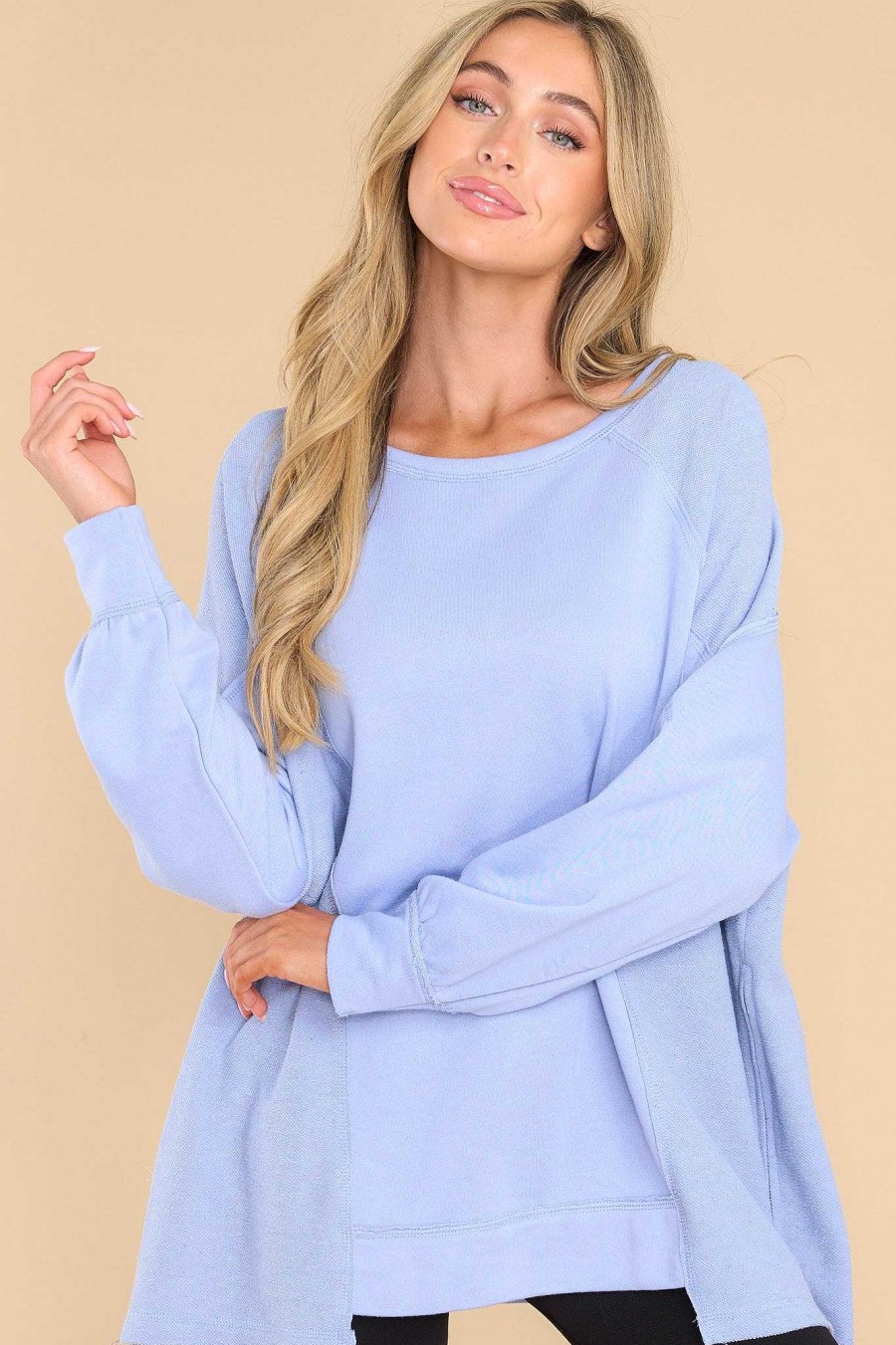 Clothing Red Dress Casual Tops | Can Only Imagine Crewneck Top Light Blue