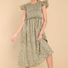 Clothing Victoria Dunn Midi Dresses | Primrose Silver Birch Midi Dress Green
